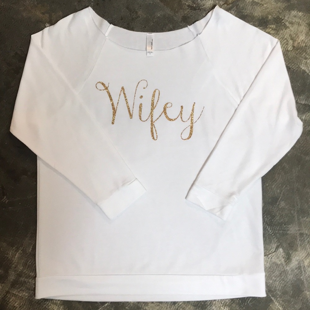 White Wifey 3/4 Sleeve Top